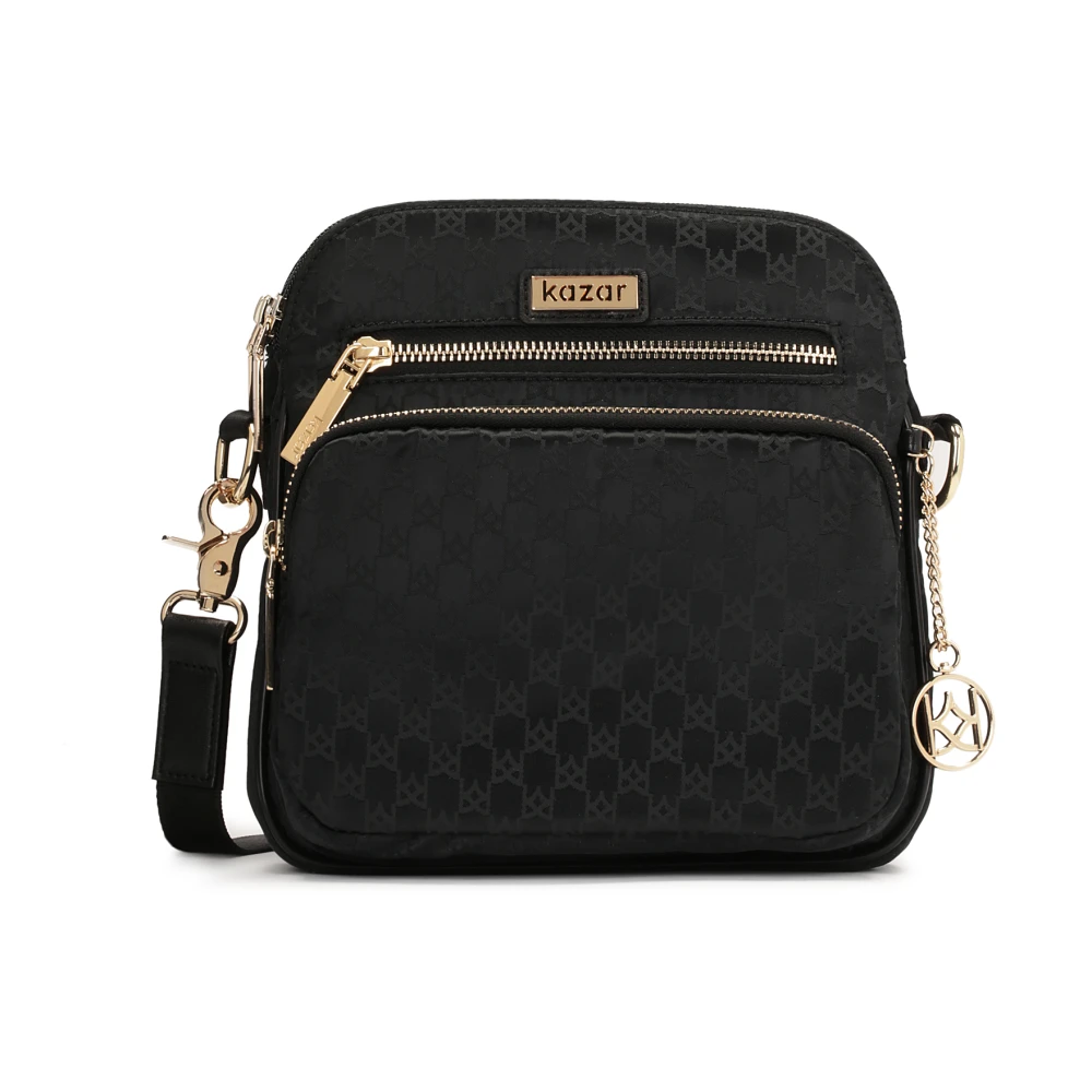 Kazar Veelzijdige Zwarte Stoffen Messenger Tas Black Dames
