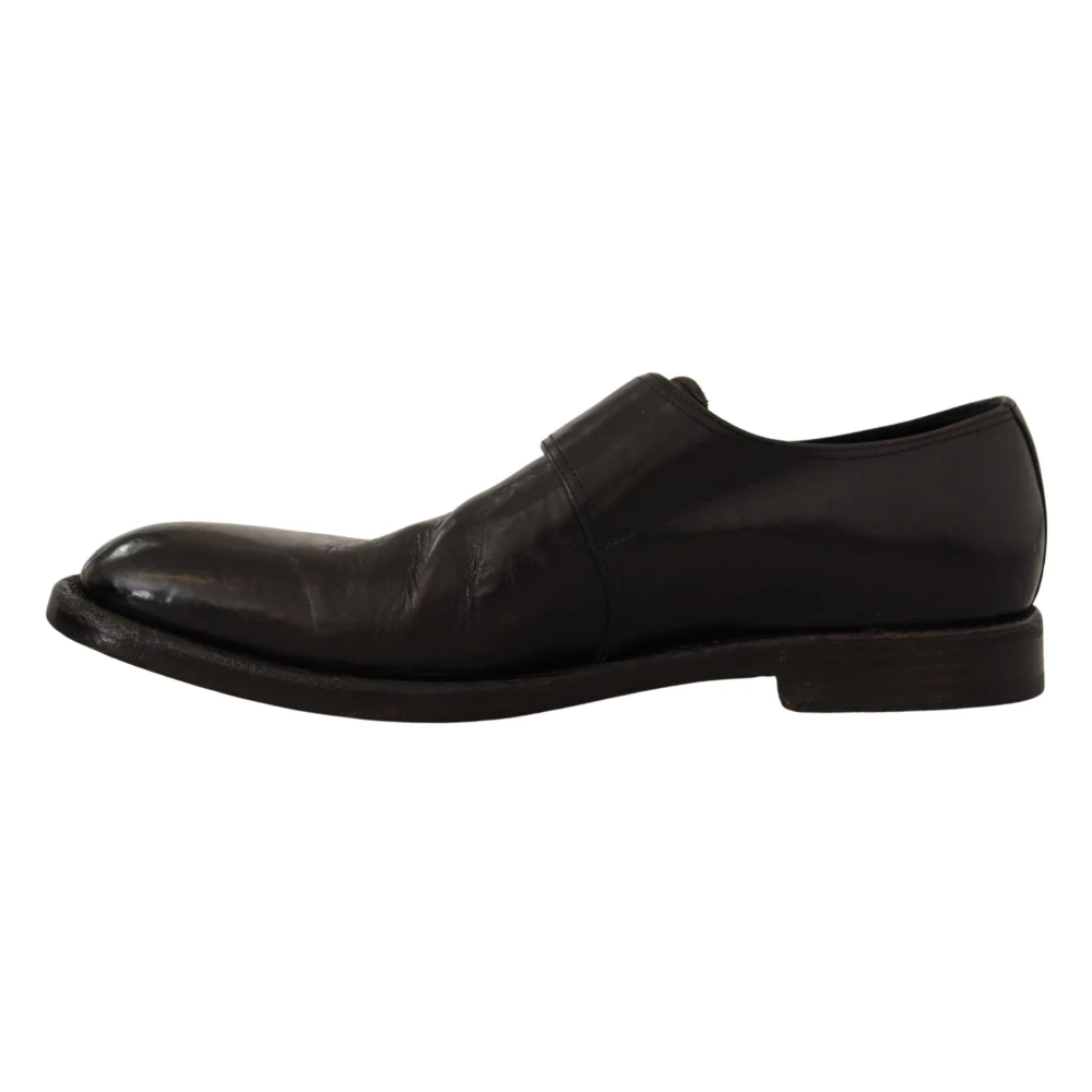 Dolce & Gabbana Vintage Zwarte Leren Monk Strap Schoenen Black Heren