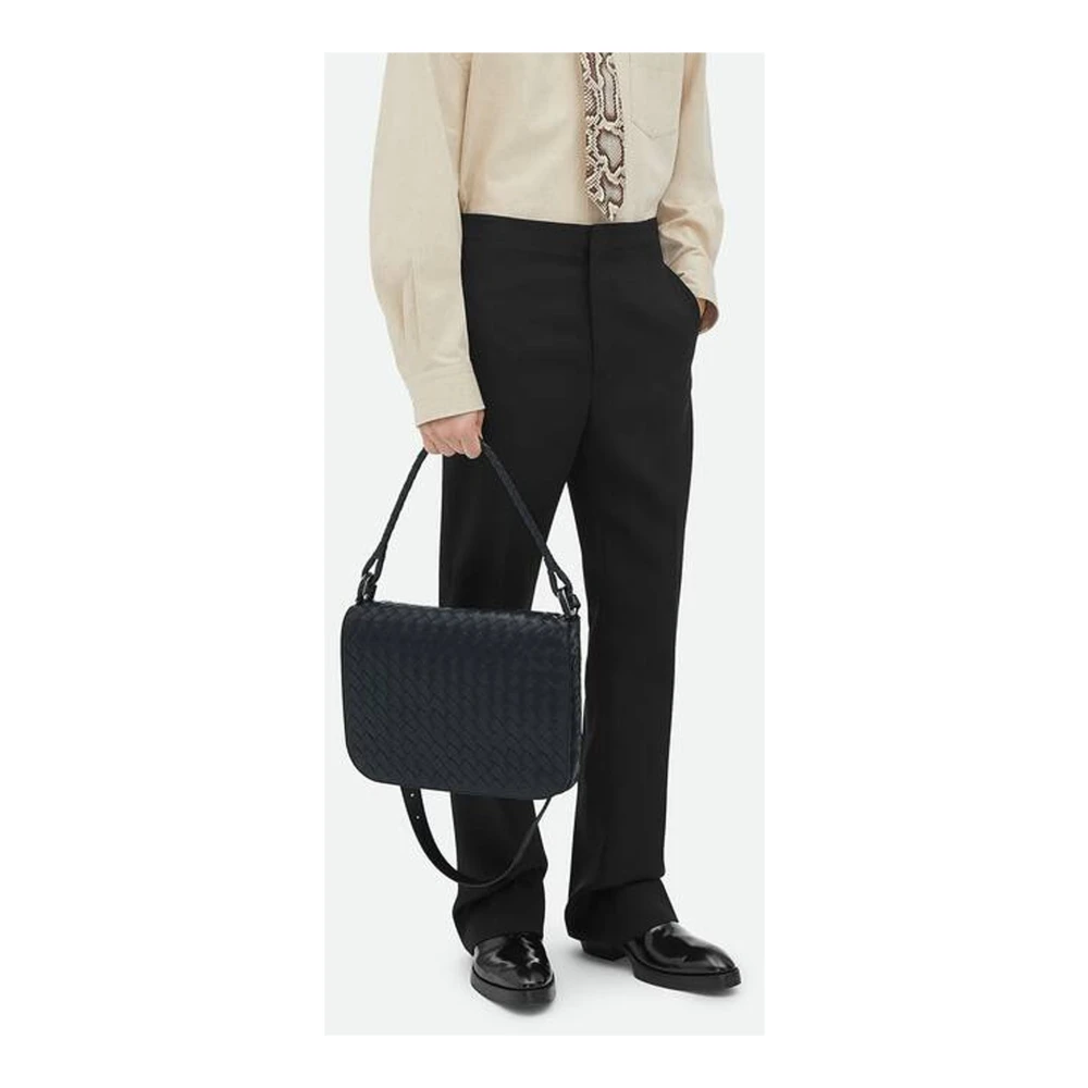 Bottega Veneta Swing Messenger Tas Blue Heren
