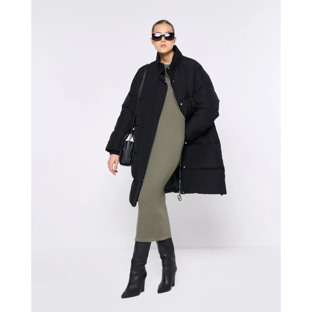 Silvian Heach Geribbelde midi jurk met ronde hals Green Dames