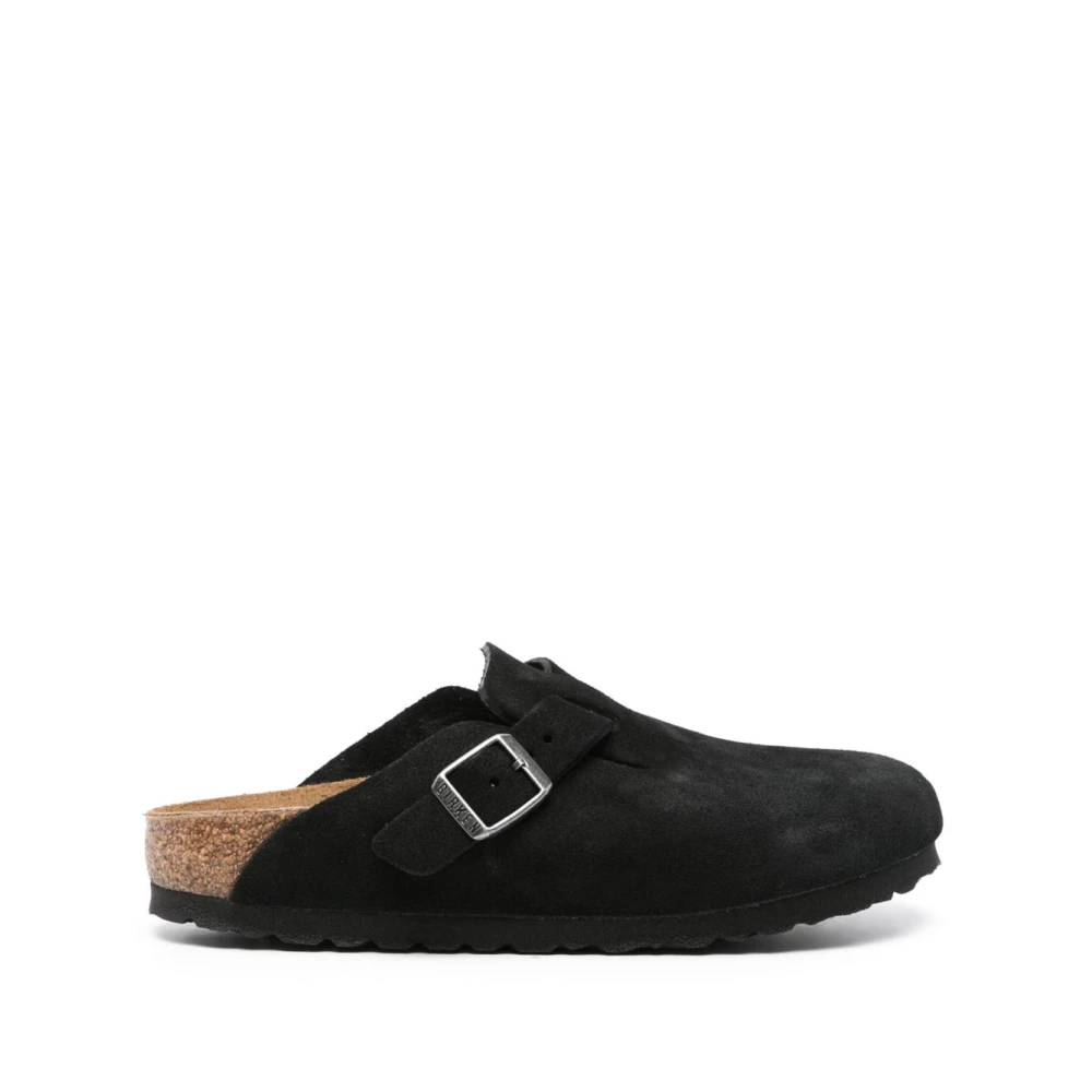 Birkenstock Black Boston Suede Leather Sandals Narrow - Male - Mules - 2 Uk - Shoes