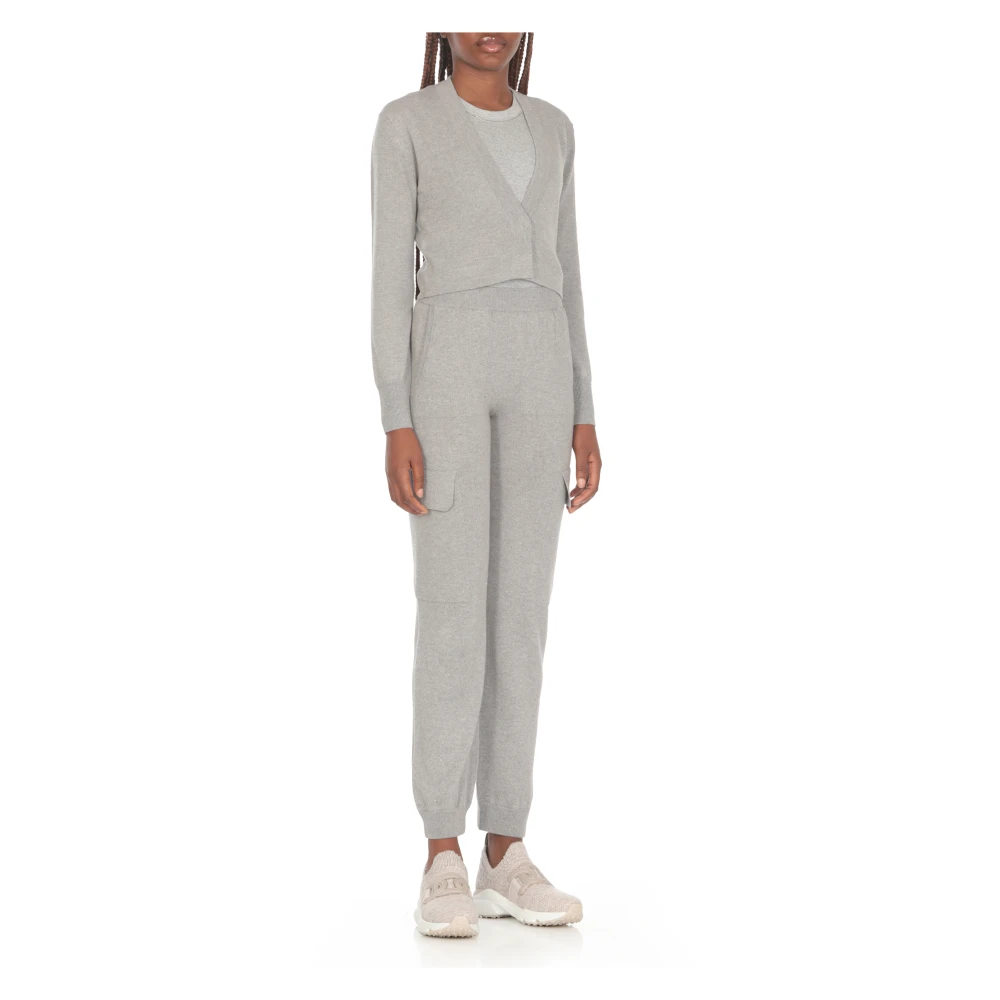 PESERICO Grijze Wollen Vest V-Hals Trui Gray Dames