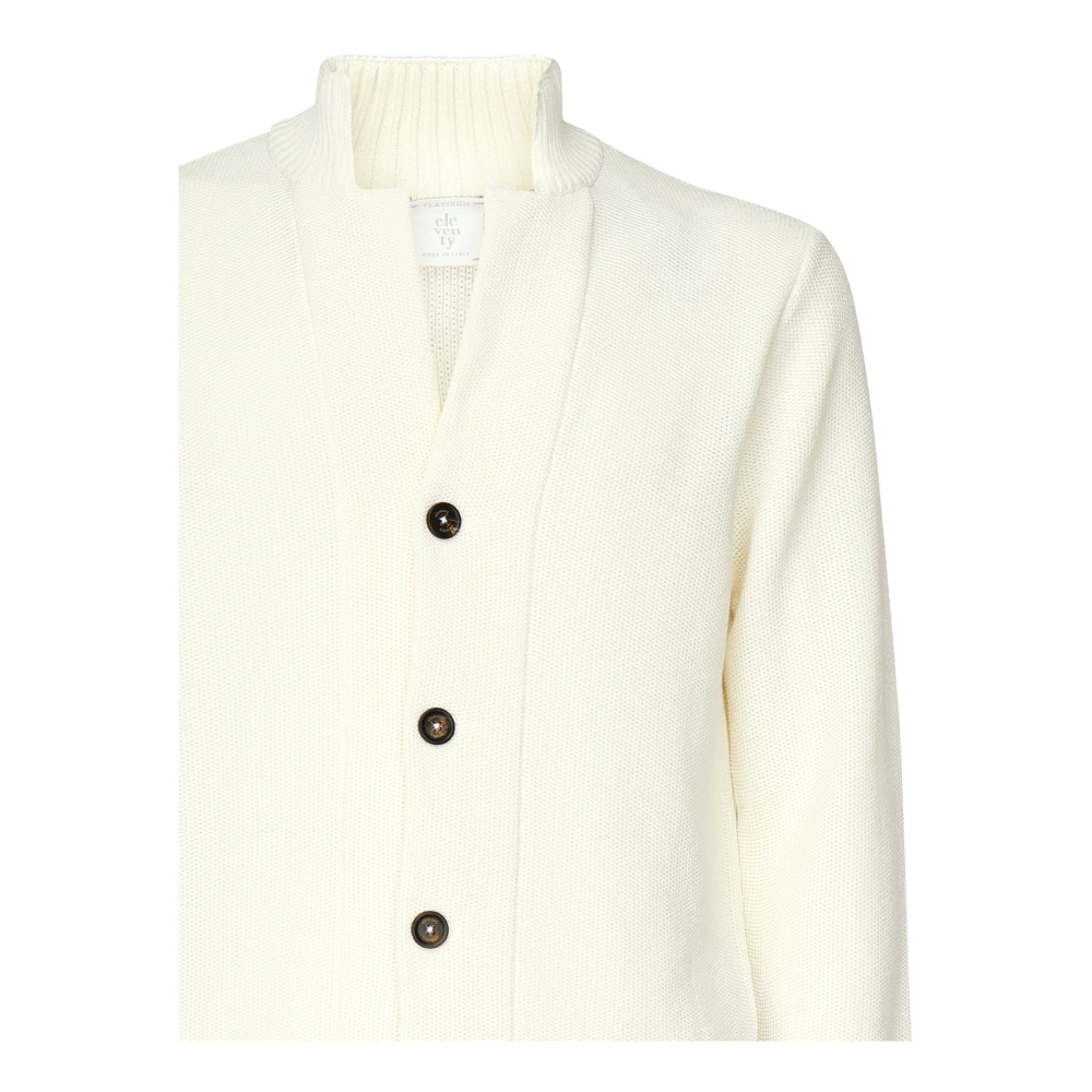 Eleventy Witte Katoenen Jas Met Knoopsluiting Beige Heren