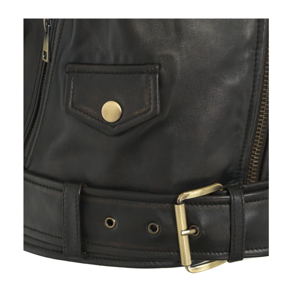 Liu Jo Leren Bikerjack met Gouden Details Black Dames