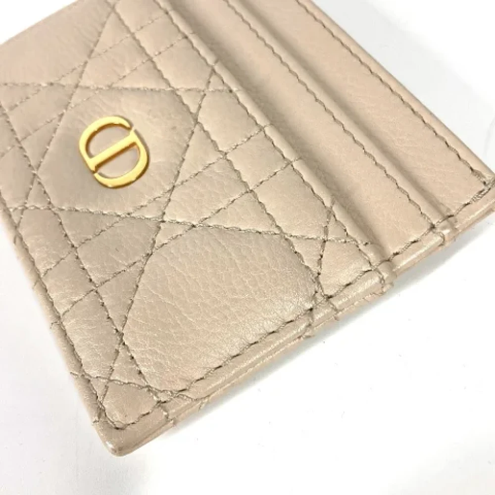 Dior Vintage Pre-owned Leather wallets Beige Dames