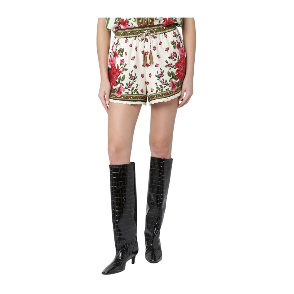 Farm Rio Women's Multicolor Drawstring Tassel Shorts, Short Shorts, M, Shorts