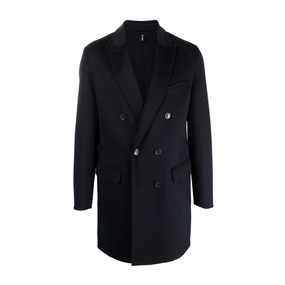 Paltò Navyblauwe Dubbelrijige Jas Blue Heren