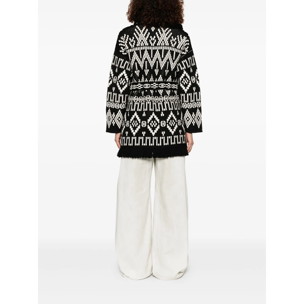 Alanui Zwart Witte Cardigan voor Vrouwen Black Dames