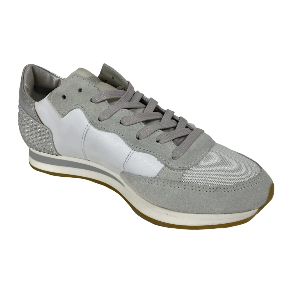 Philippe Model Zilveren Strass Schoenen met Diamant Blanc Dames Schoenen Grijs