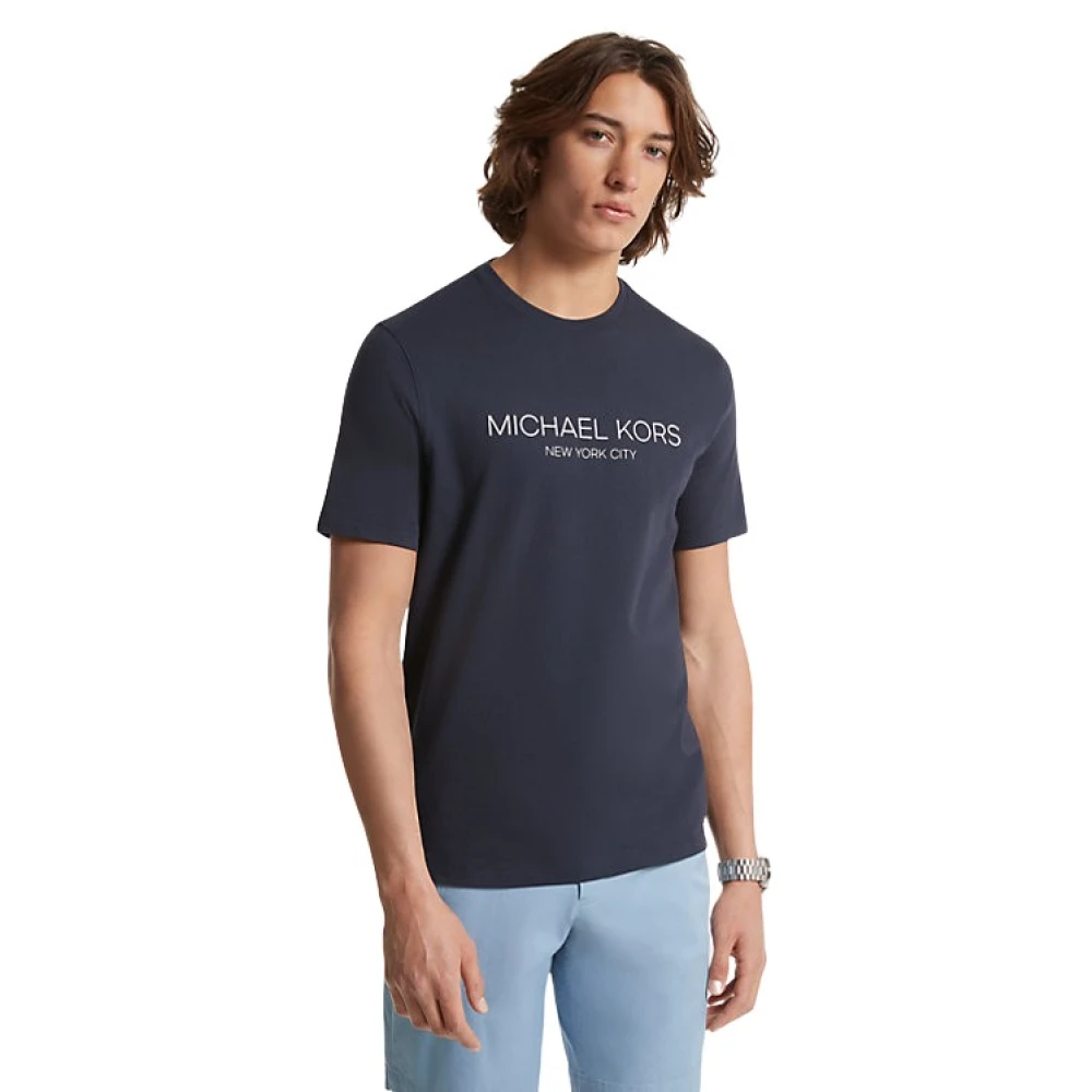 Michael Kors Graphic Logo T-shirt van katoen Blue Heren