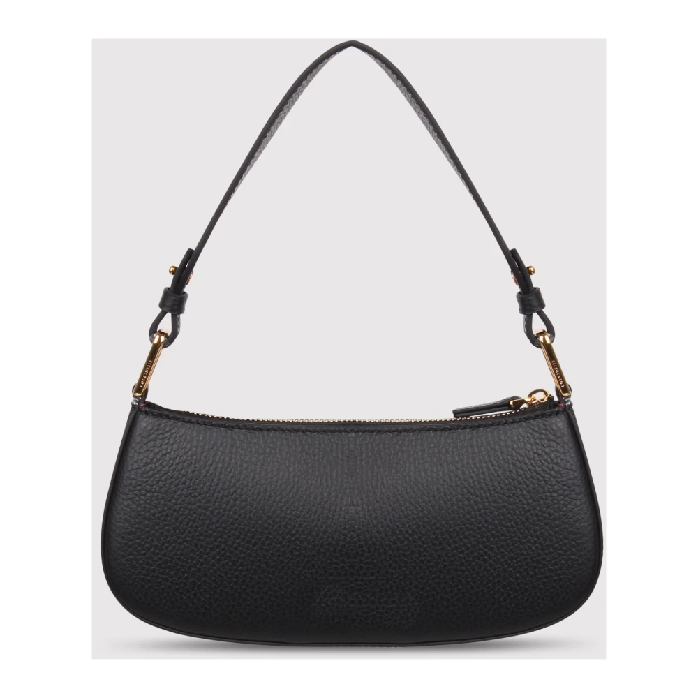 Coccinelle Schoudertas van generfd leer met metallic detail Black Dames