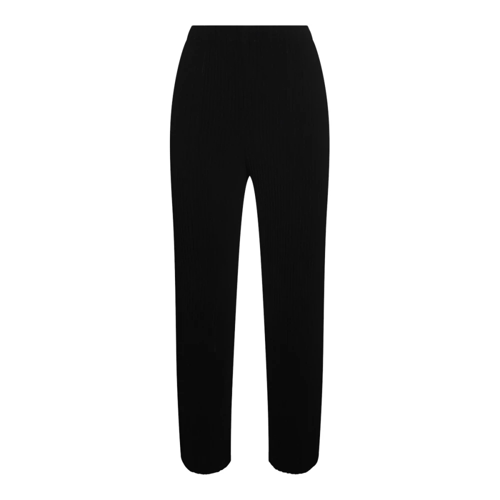 Issey Miyake Zwarte elastische taille regular fit broek Black Dames