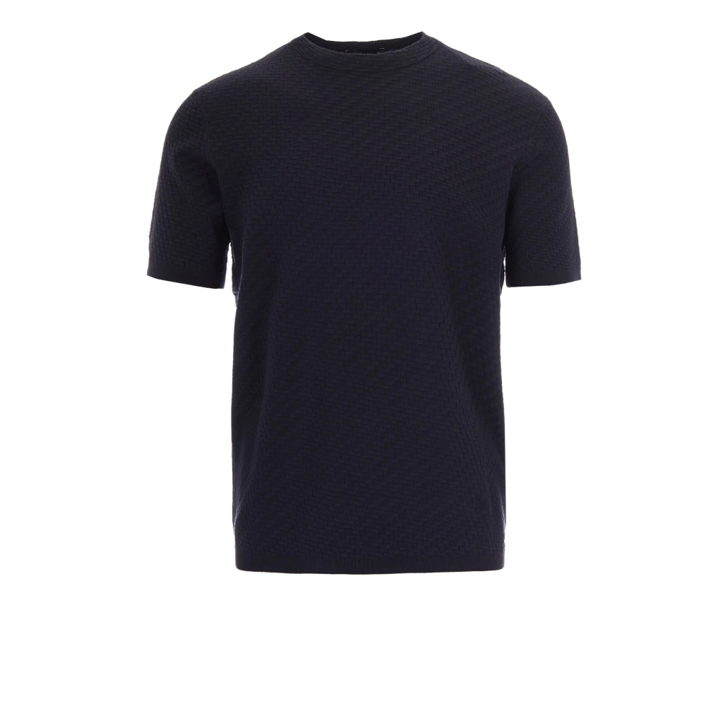 Emporio Armani , T-Shirts, Male, Blue, 2XL, Textured T-Shirt