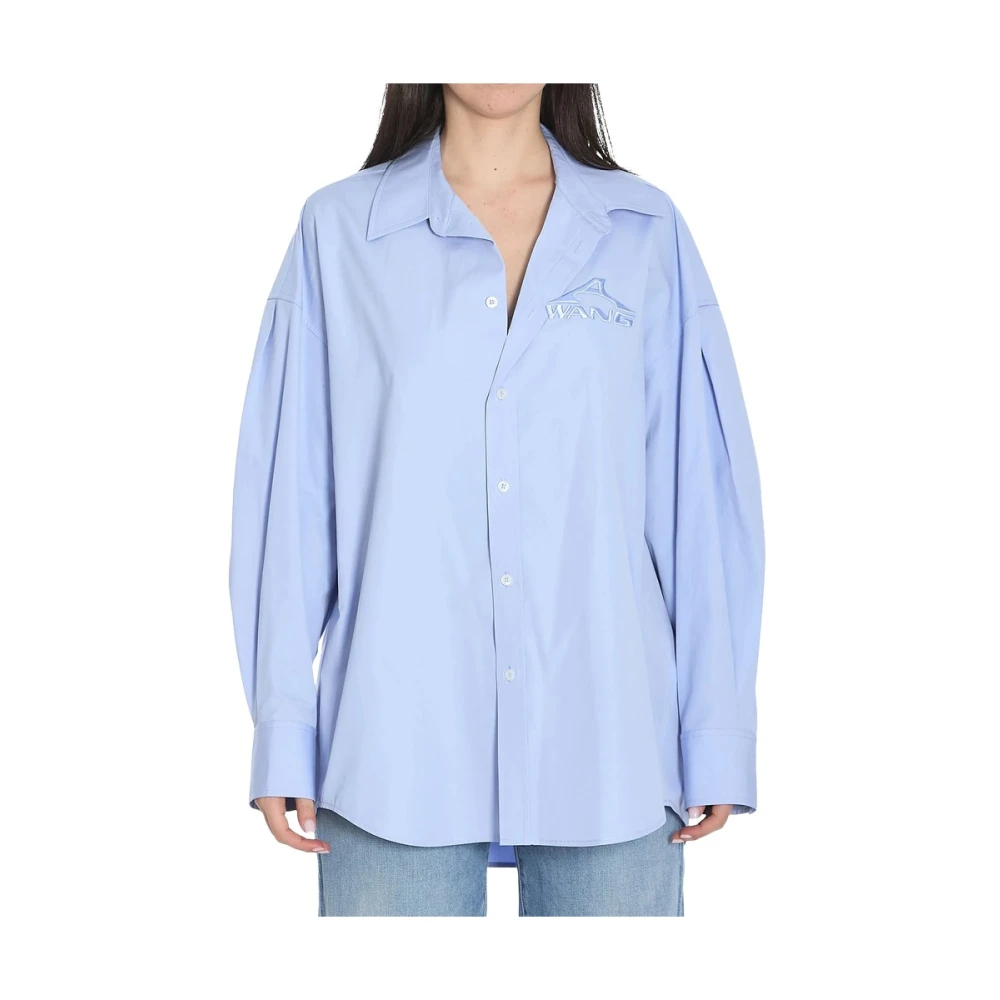 Alexander wang Lichtblauw Geborduurd Logo Overhemd Blue Dames