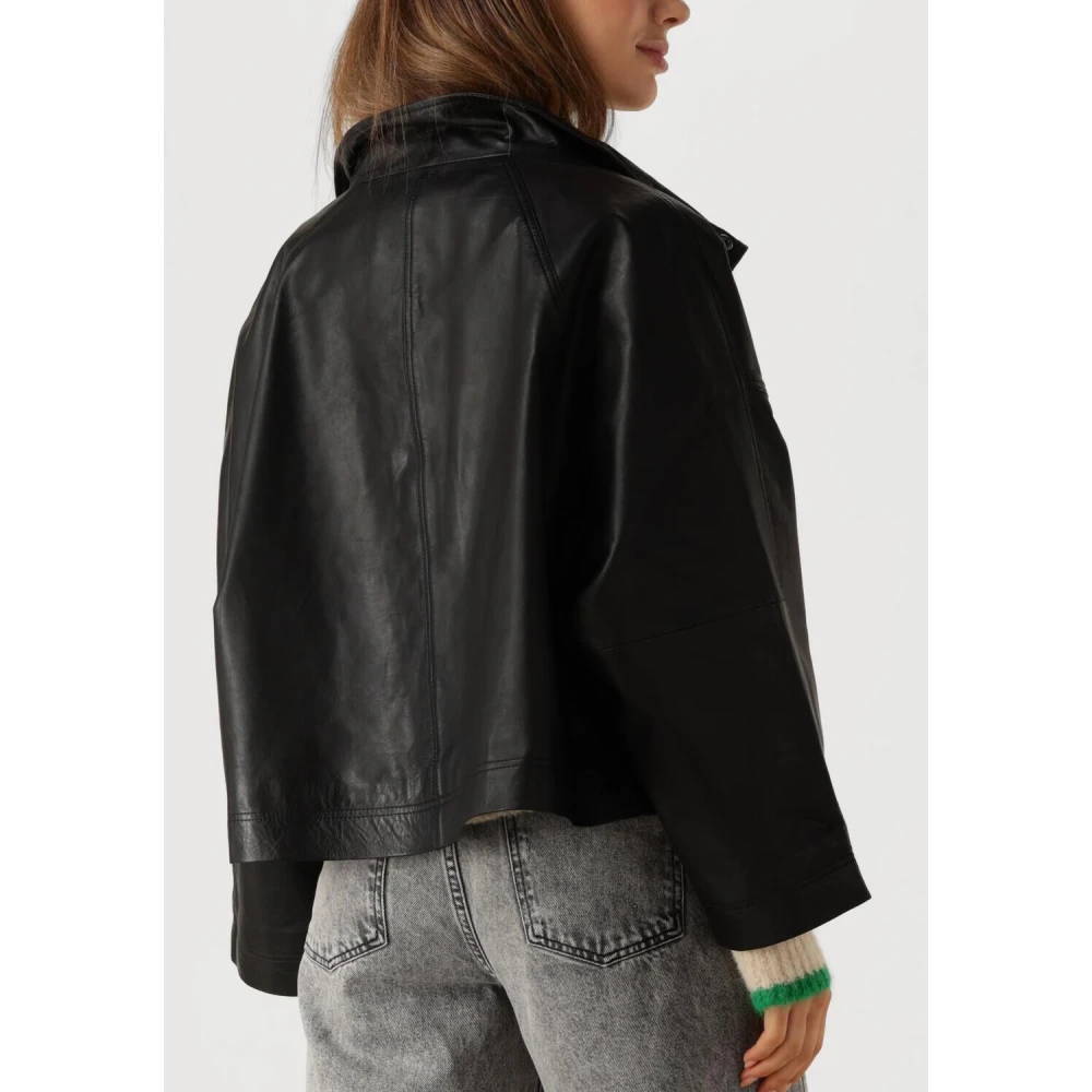 Co'Couture Phoebecc Leather Box Jacket Black Dames
