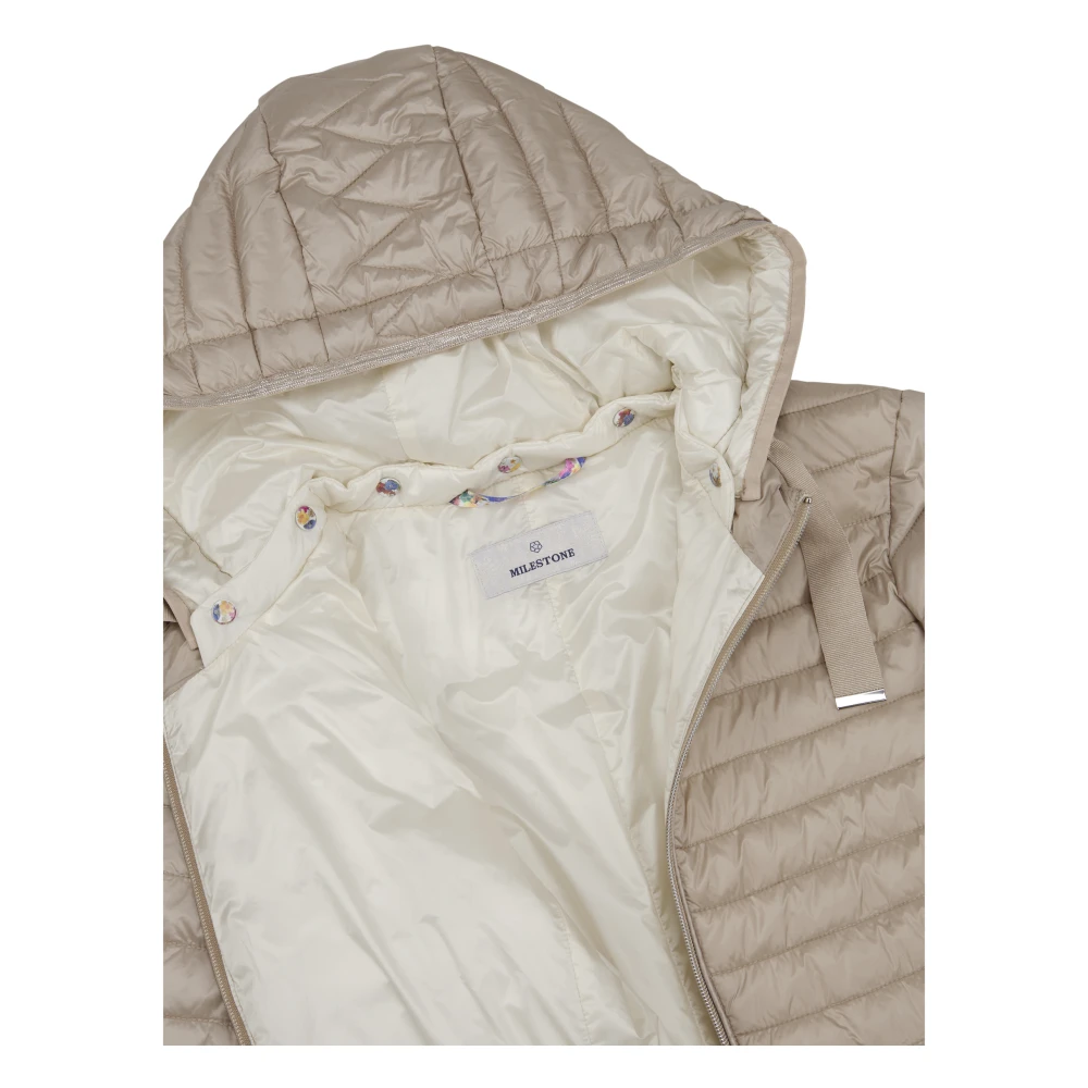 Milestone Gewatteerde jas met afneembare capuchon Beige Dames