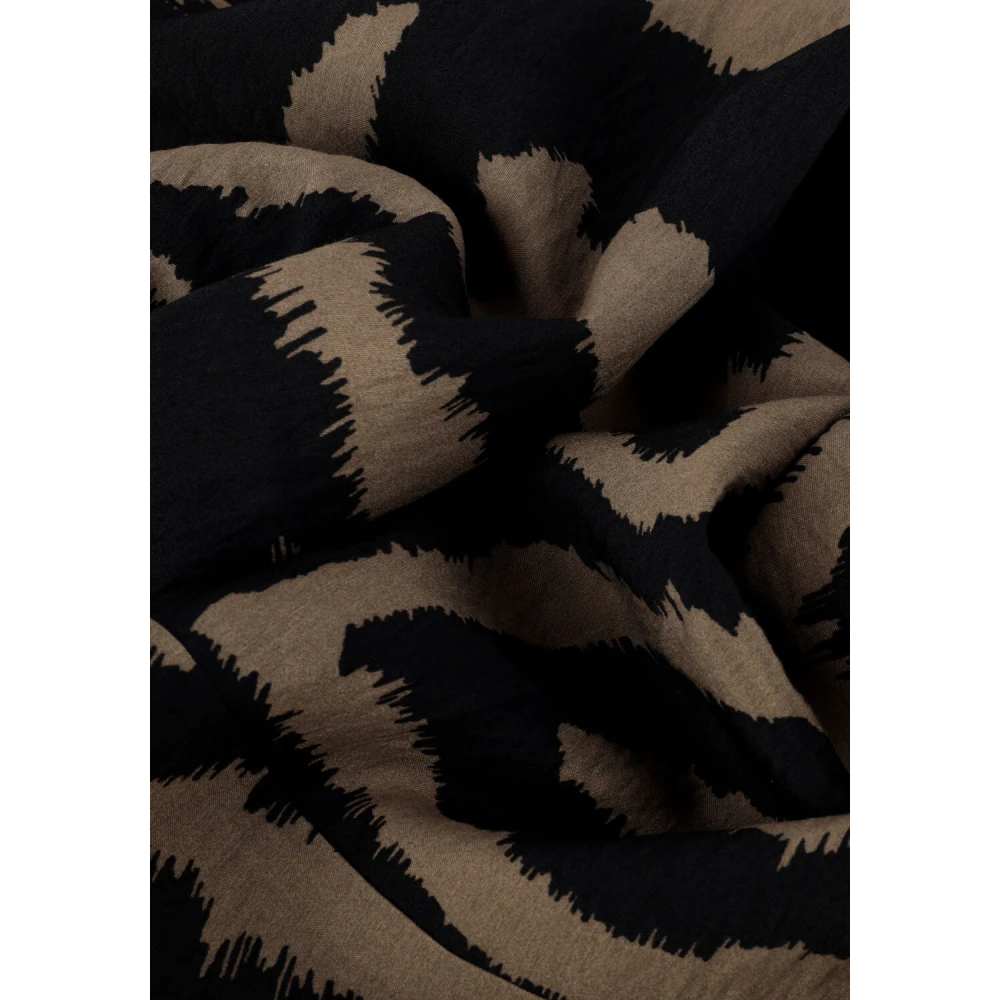 Summum Woman Abstract Bladeren Midi Jurk Black Dames