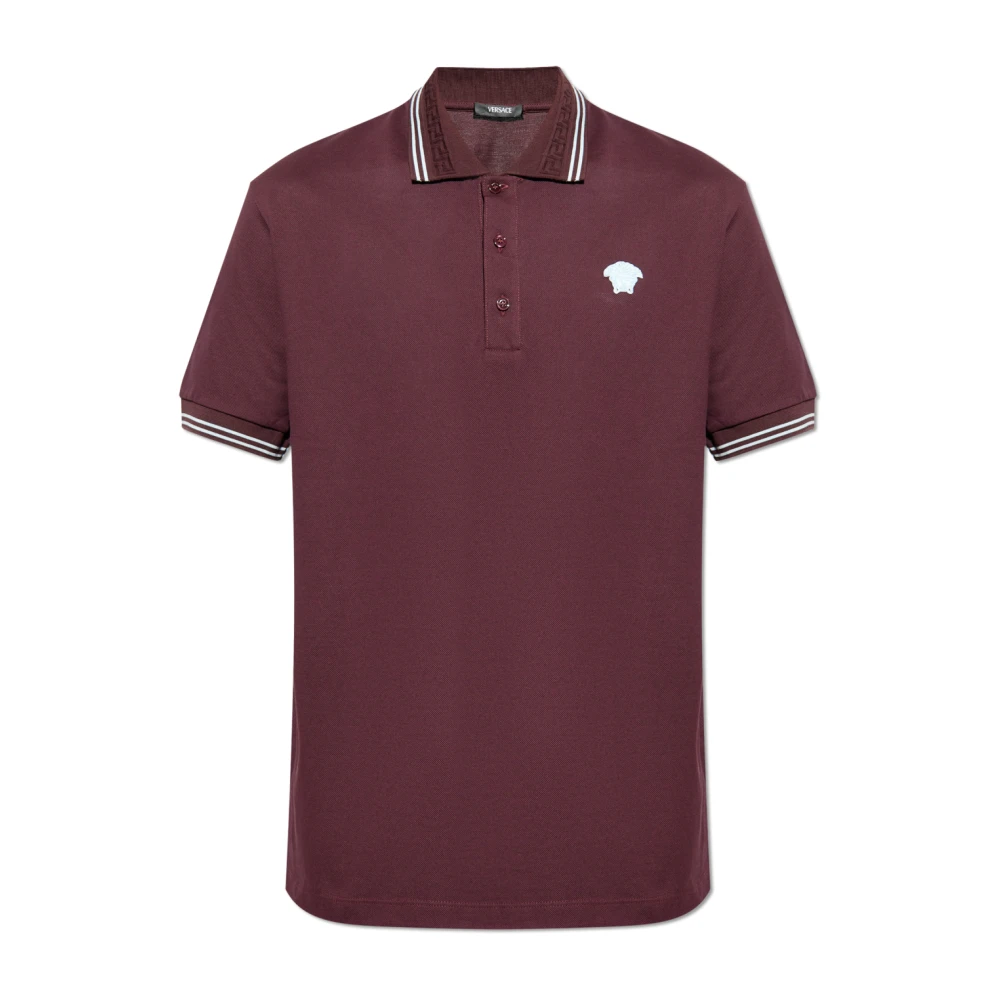 Versace Katoenen polo met Medusa-hoofd Red Heren