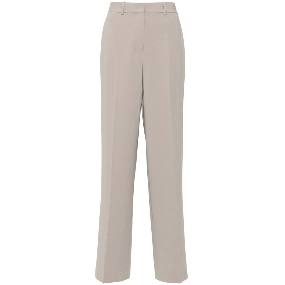 Theory Crepe Texture Straight Leg Pants Gray Dames