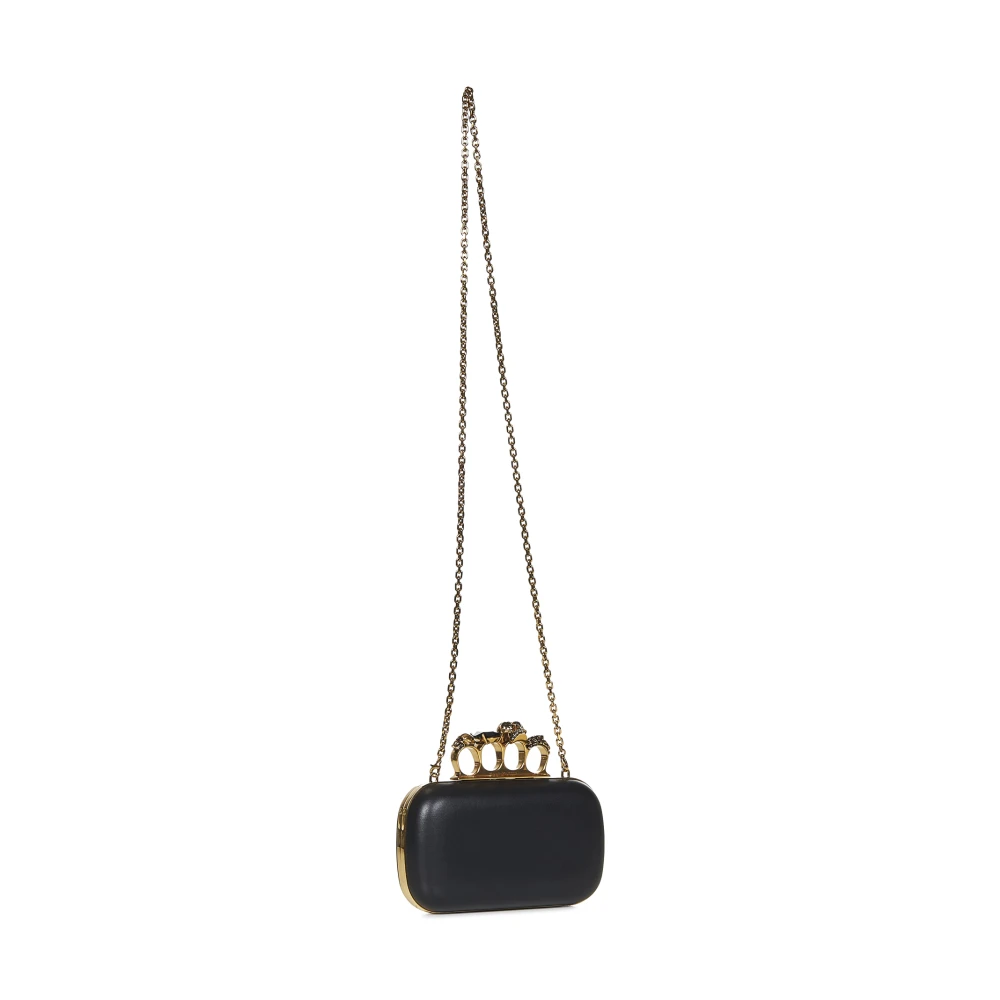 alexander mcqueen Zwarte Knuckle Clutch Tas Black Dames