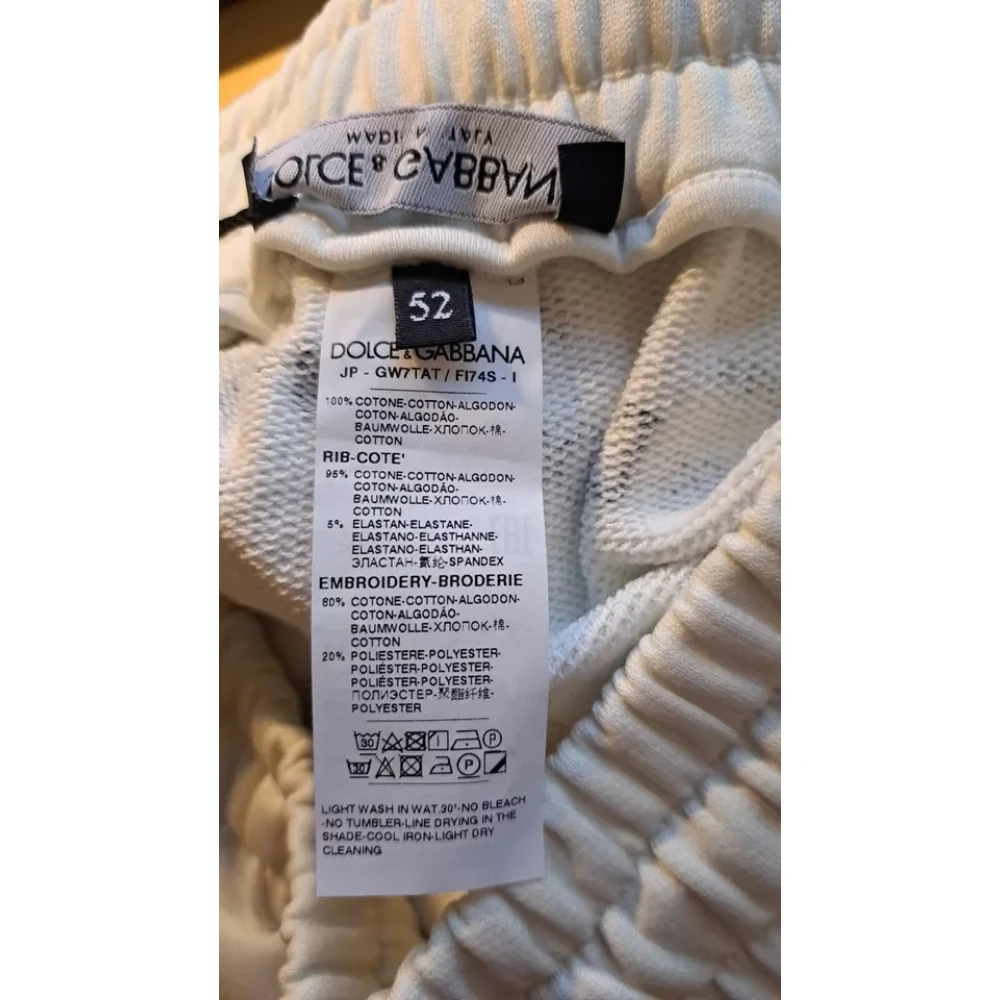 Dolce & Gabbana Logo Detail Katoenen Jogger Sweatpants Beige Heren