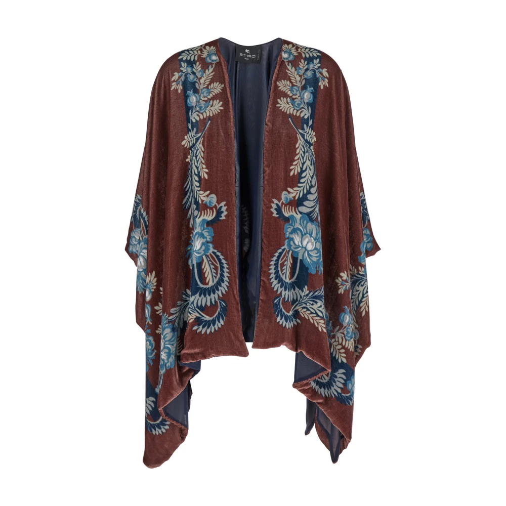 ETRO Bordeaux Paisley Cape Jas Multicolor Dames