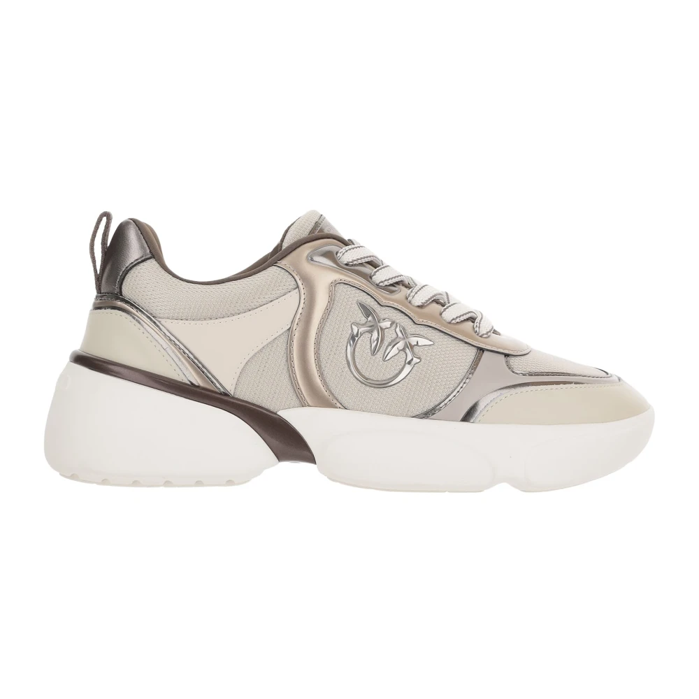 PINKO Beige Calf Leather Bos Taurus Chunky Sneakers - EU36/US6 - Image 2