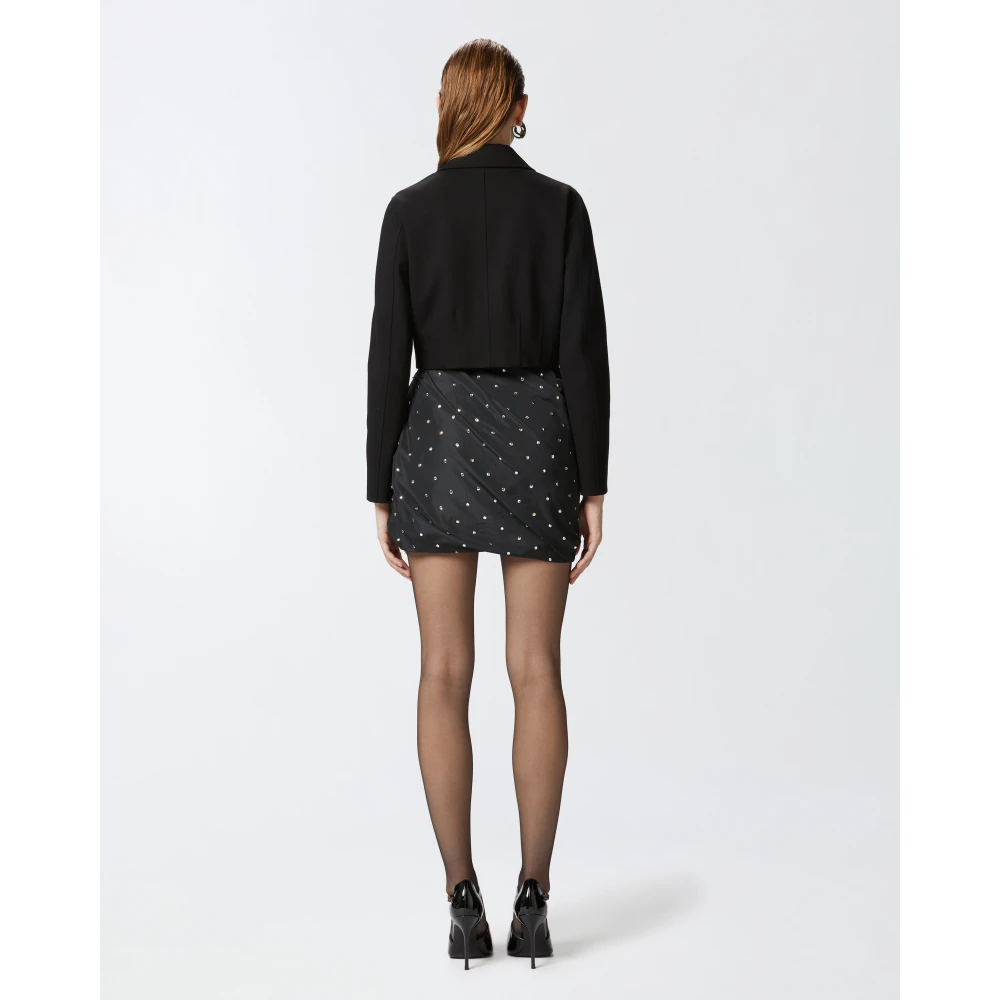 pinko Korte Zwarte Jas Stretchstof Black Dames