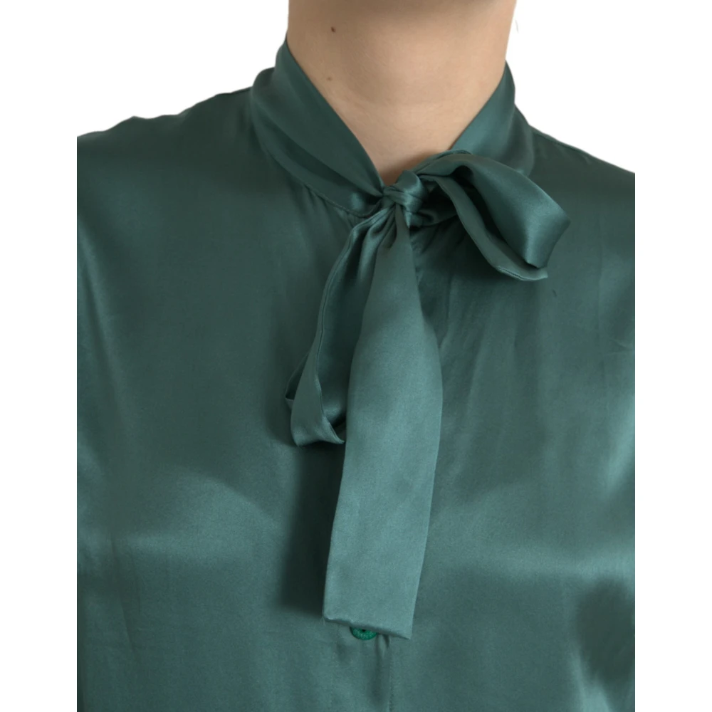 Dolce & Gabbana Elegante donkergroene zijden blouse Green Dames
