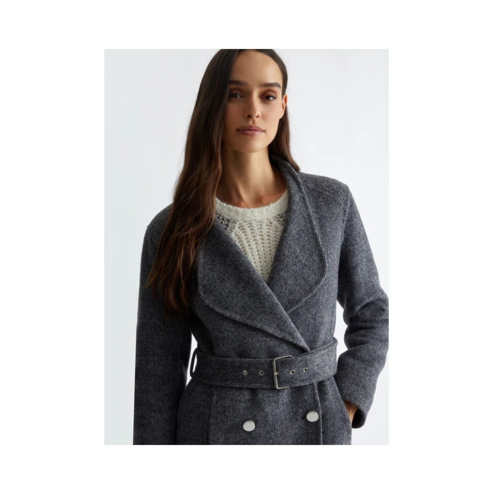 Liu Jo Wollen Dubbelbreasted Jas Gray Dames