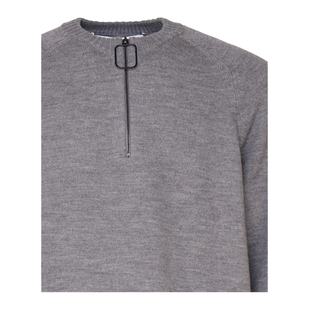 JW Anderson Grijze Zip Sweater Raglan Mouwen Gray Heren