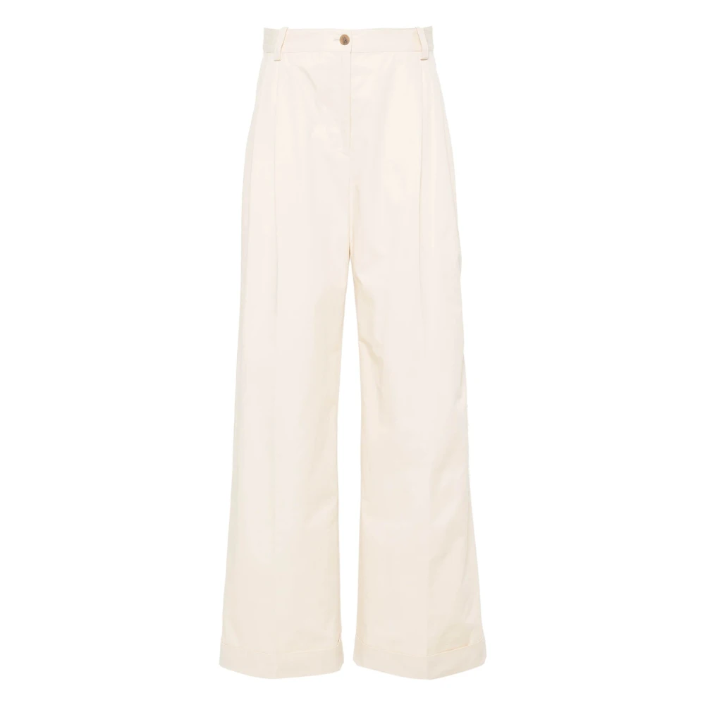 Maison Kitsuné Stijlvolle Double Pleats Broek Beige Dames