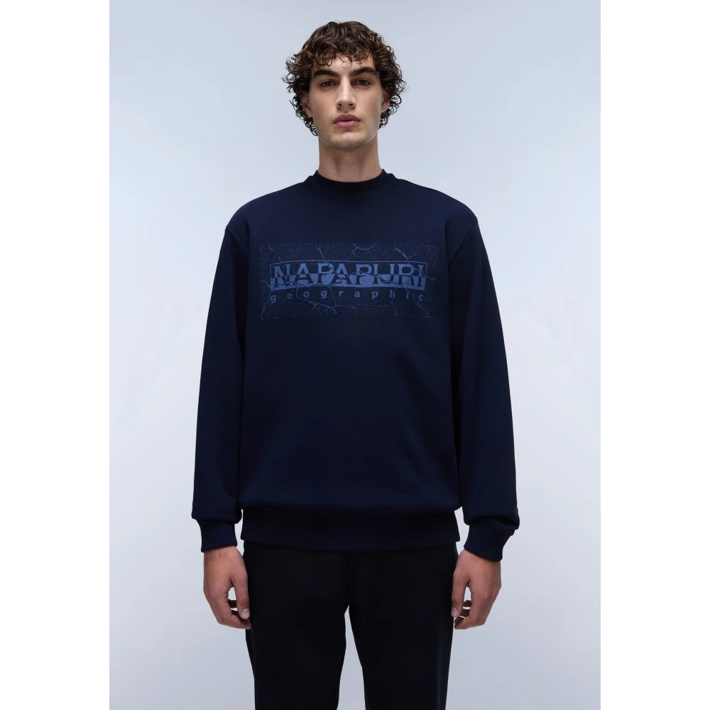 Napapijri Gedrukte details Katoen Polyester Sweatshirt Blue Heren