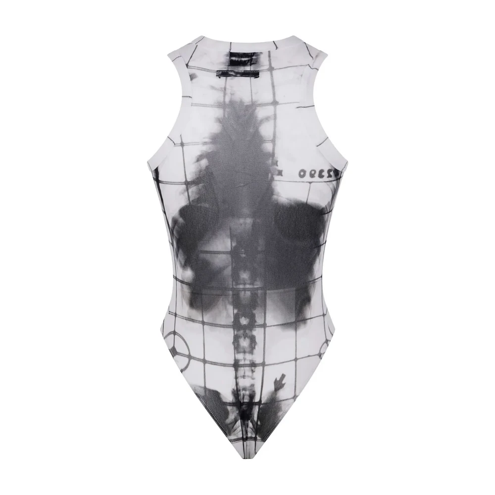 Jean Paul Gaultier Gedrukte Skelet Mesh Crew Neck Top Multicolor Dames