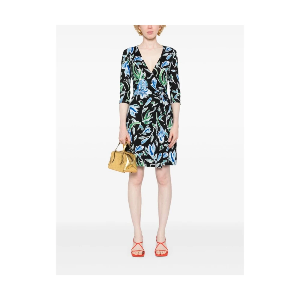 Diane Von Furstenberg Bloemenprint Omslagjurk V-Hals Multicolor Dames