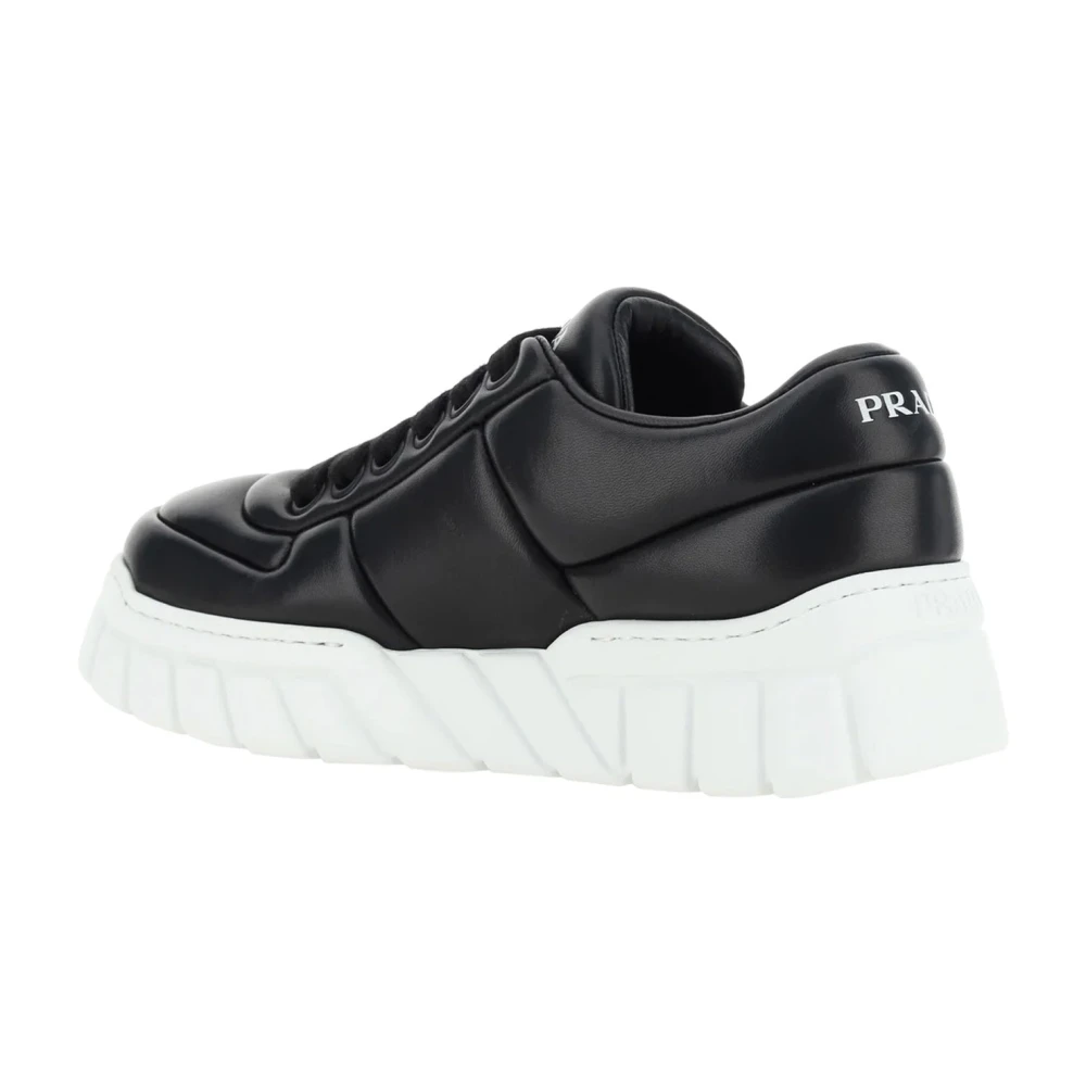Prada Zwarte Leren Sneakers Aw20 Black Heren