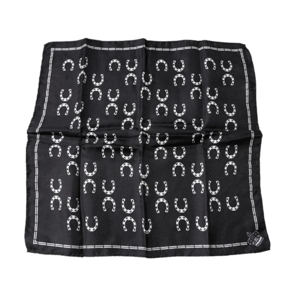 Dolce & Gabbana Herren Schwarz Seidenes Quadratisches Einstecktuch