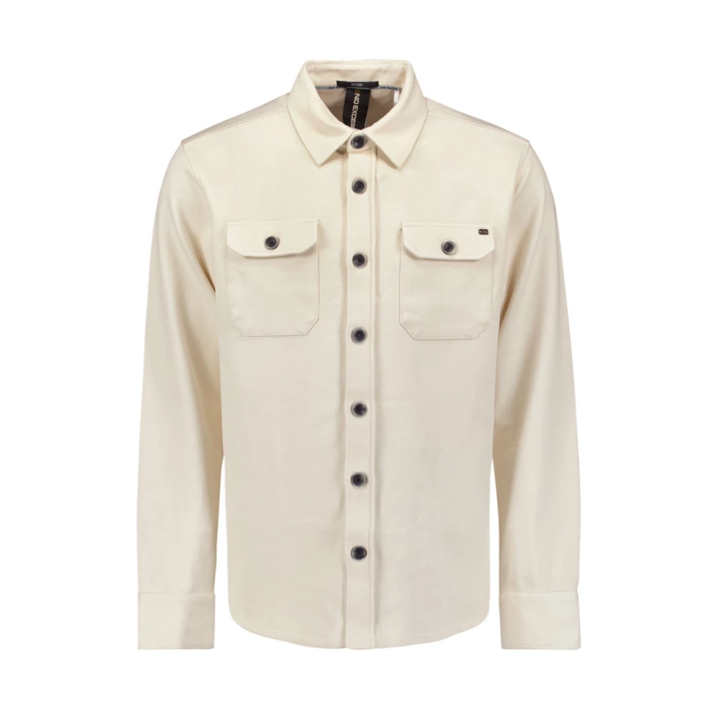 No Excess Knoopsluiting Overshirt Sweatshirt White Heren