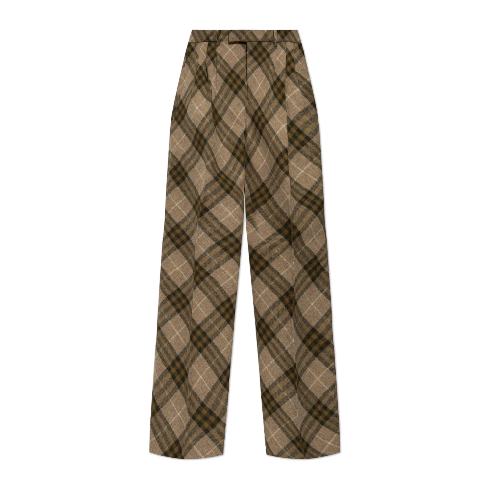 Burberry Geruite wollen broek Beige Heren