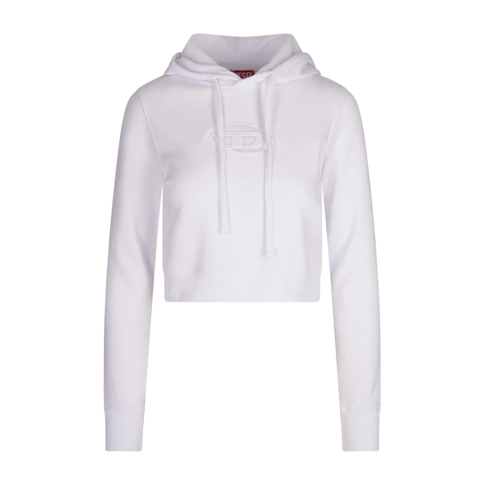 Diesel Vit Oval D Logo Hoodie White, Dam