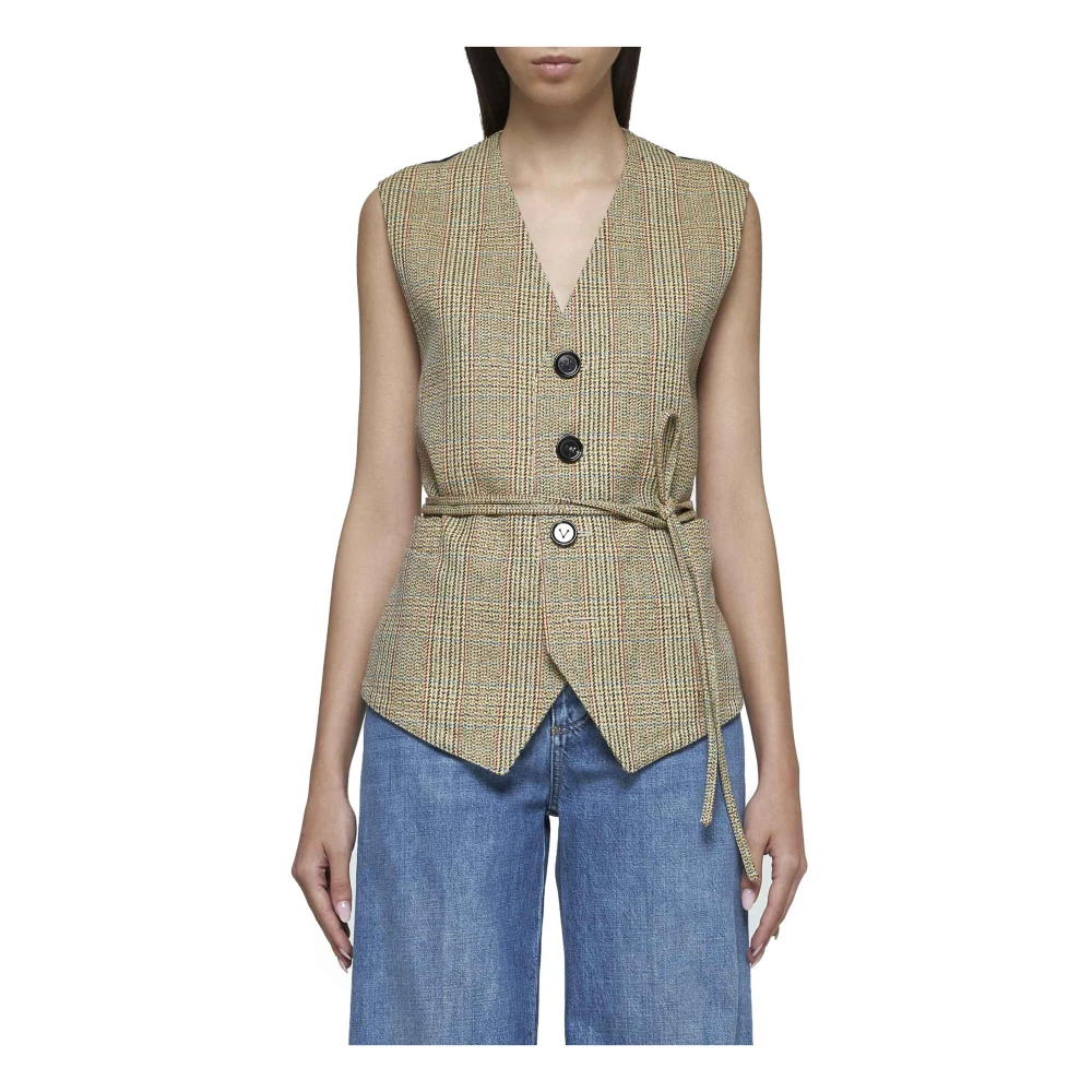 Bottega Veneta Prince of Wales Vest Beige Dames