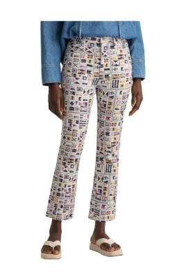 Printed Flag Flare Jeans