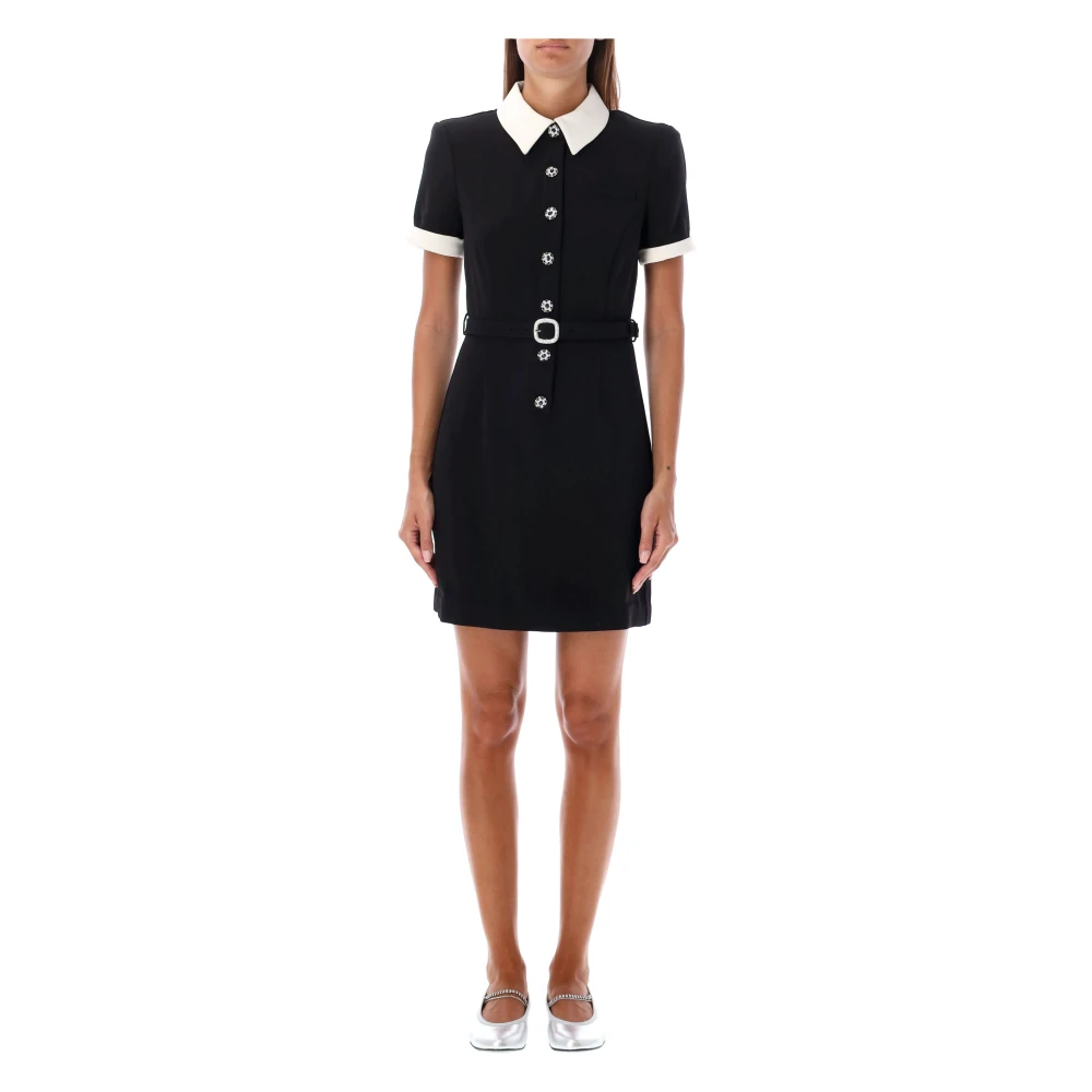 Self Portrait Zwart Contrast Kraag Midi Jurk Black Dames