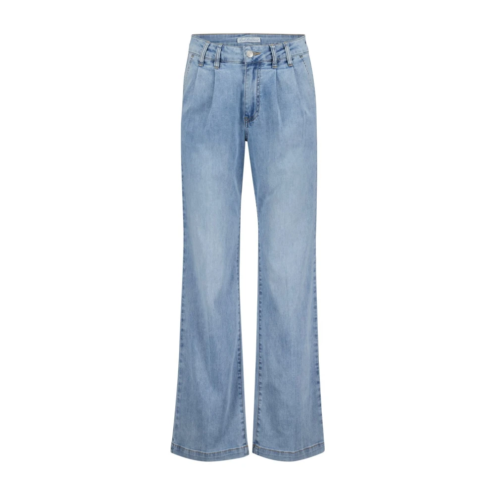 Red Button Lichte Steen Wijde Pijp Jeans Blue Dames