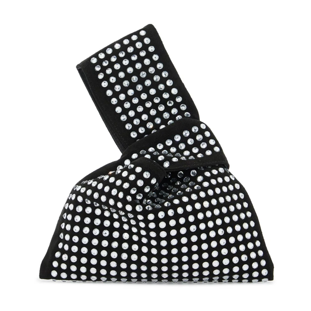 Giuseppe Di Morabito Suède handtas met kristallen studs en knoopsluiting Black Dames