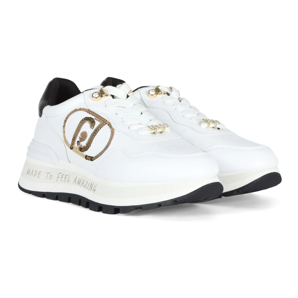 Liu Jo Geweldige Paillet Logo Sneakers White Dames