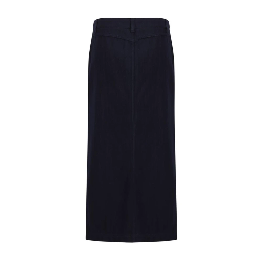 Giorgio Armani Katoenen Midi Rok met Voor Split Blue Dames
