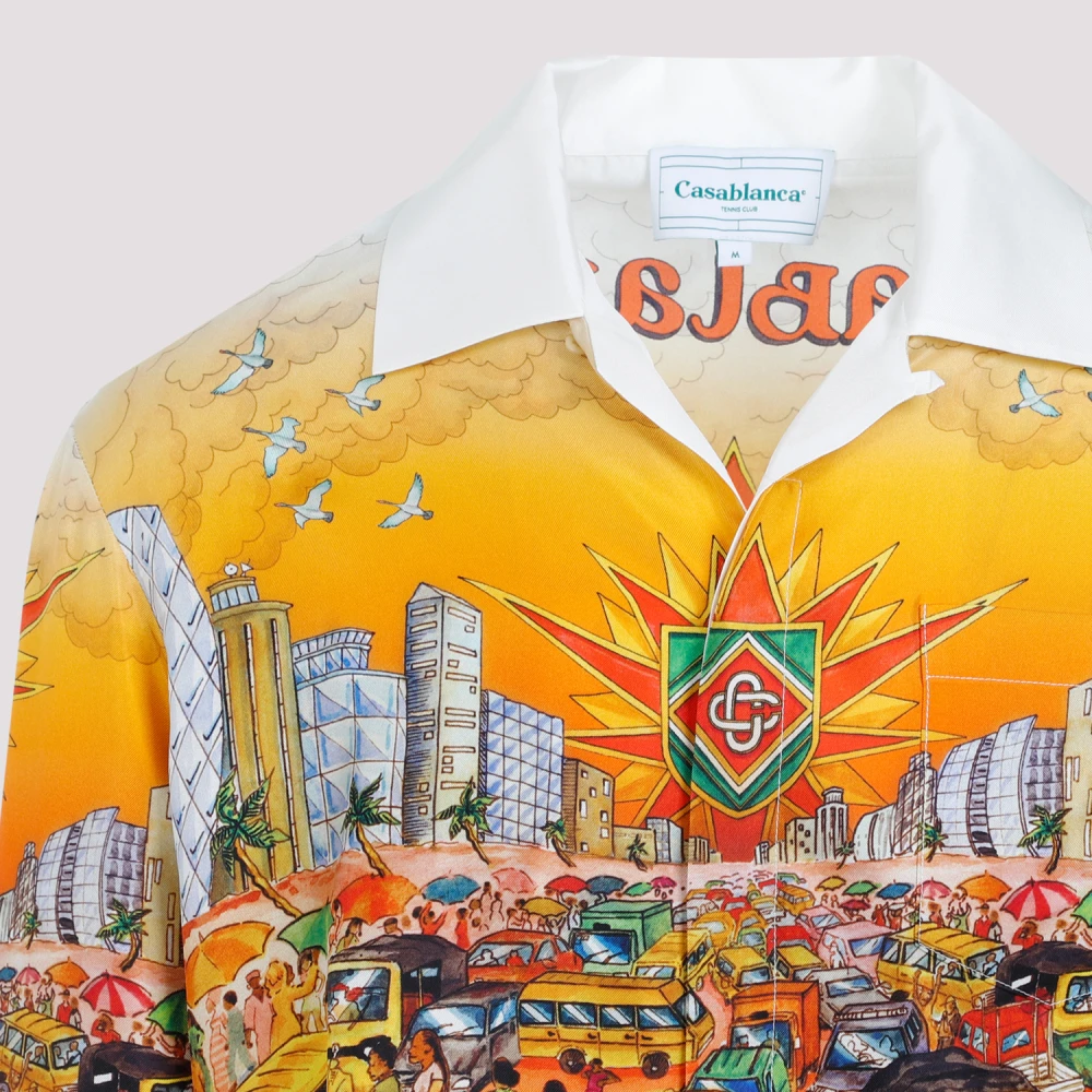 Casablanca Multicolor Verkeer Zijden Cubaanse Kraag Shirt Multicolor Heren