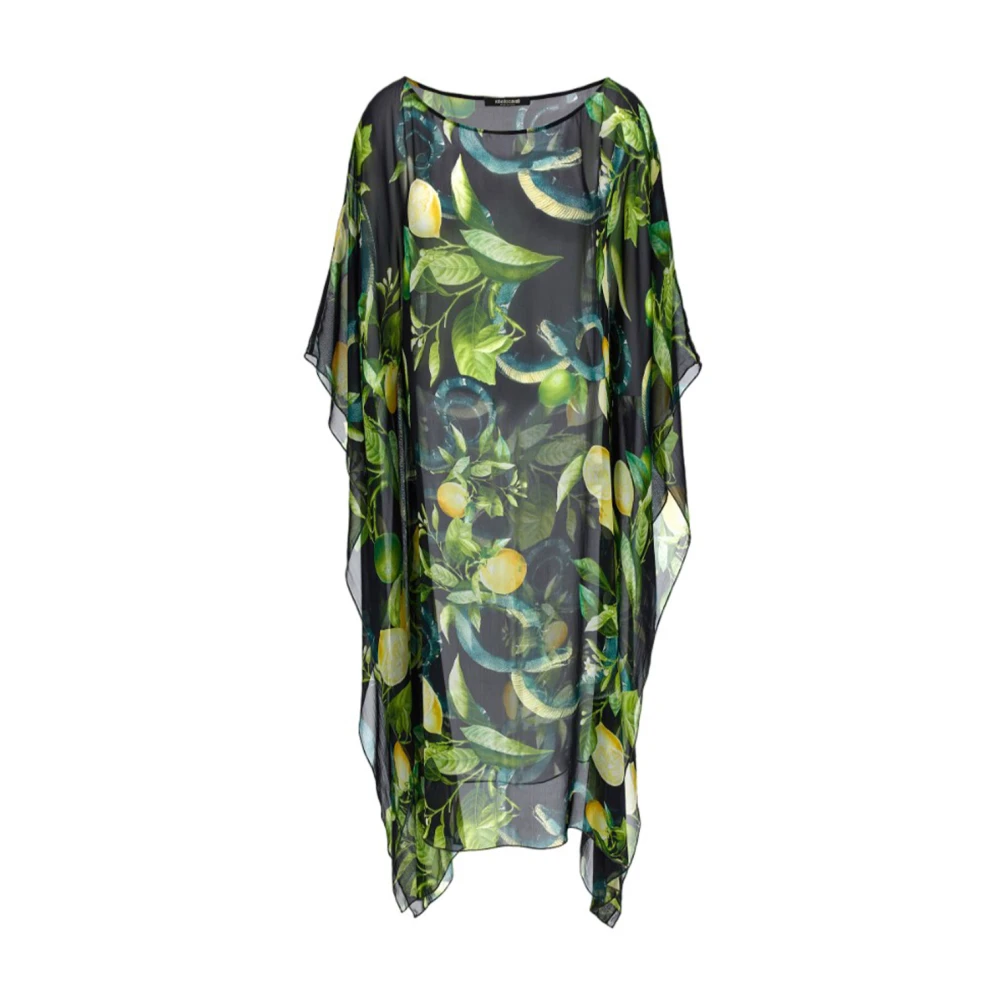 Roberto Cavalli Lemon Print Zijden Strandjurk Green Dames