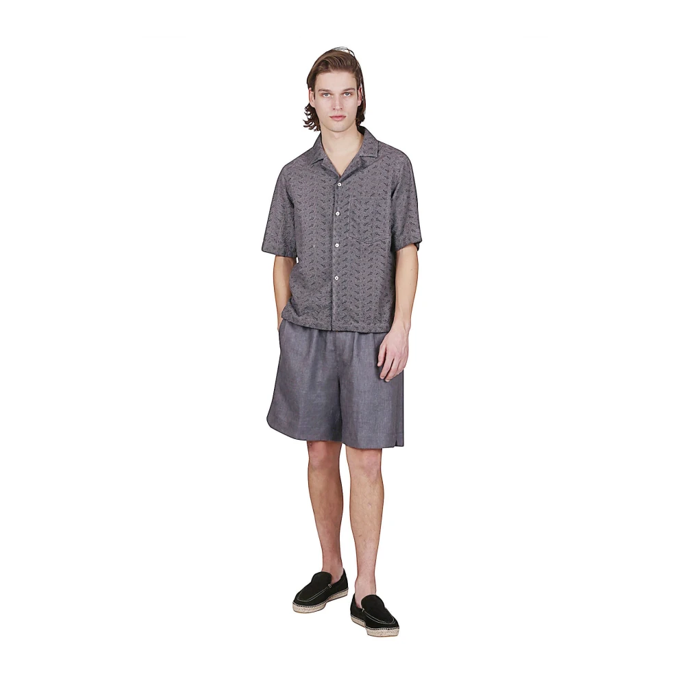 Eleventy Linnen Jogger Shorts Black Heren